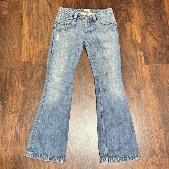 ANTIK DENIM JEANS Vintage 90s Y2K Fashion  embroidered back pocket size 28 EUC - Picture 2 of 16
